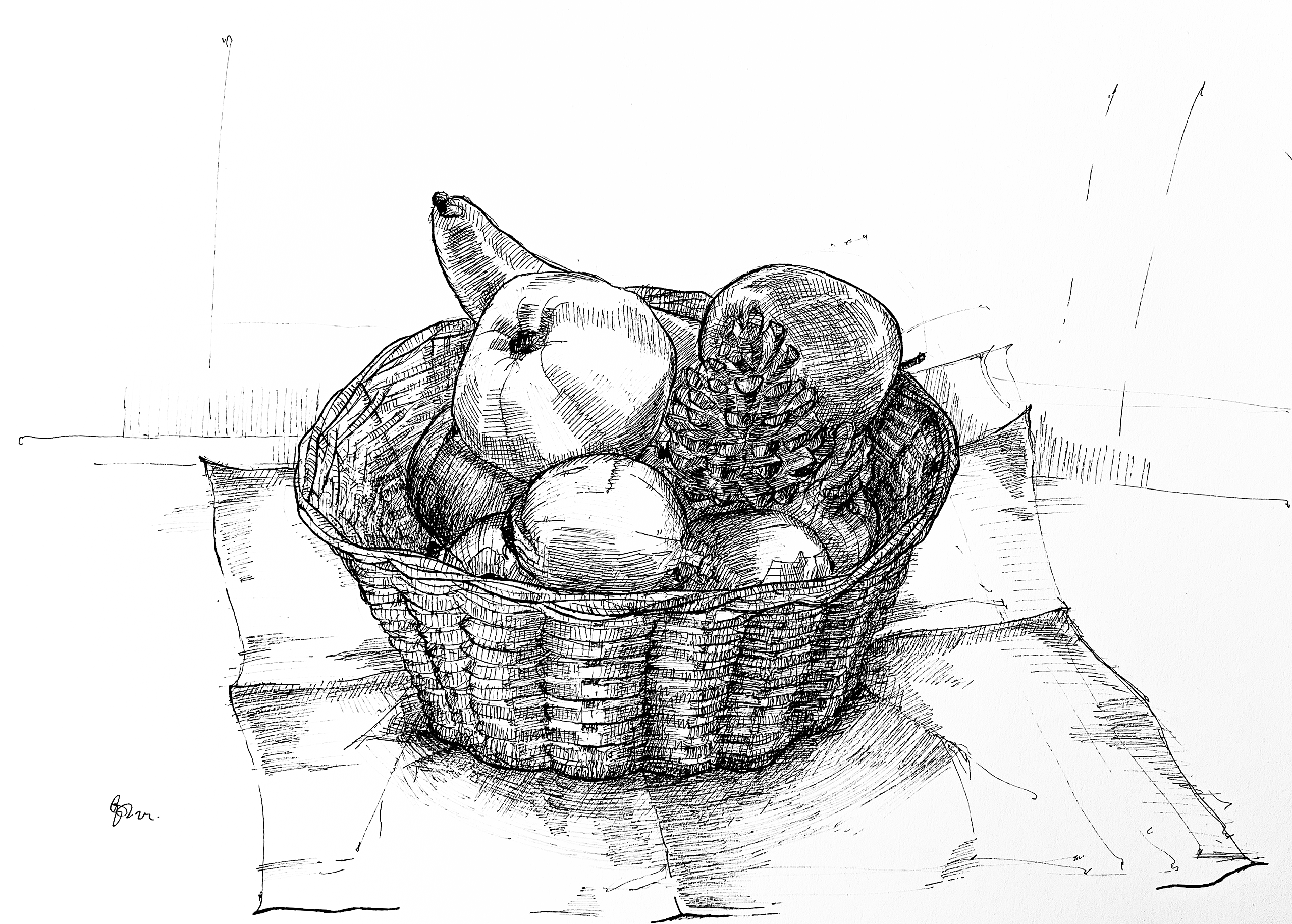 Obstkorb, Stillleben, eigene Darstellung, 2022