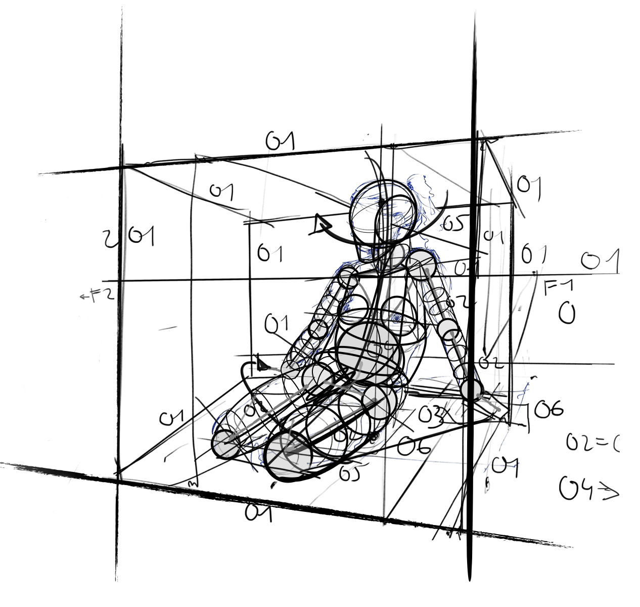 Overlay Analyse Sitzende Figur