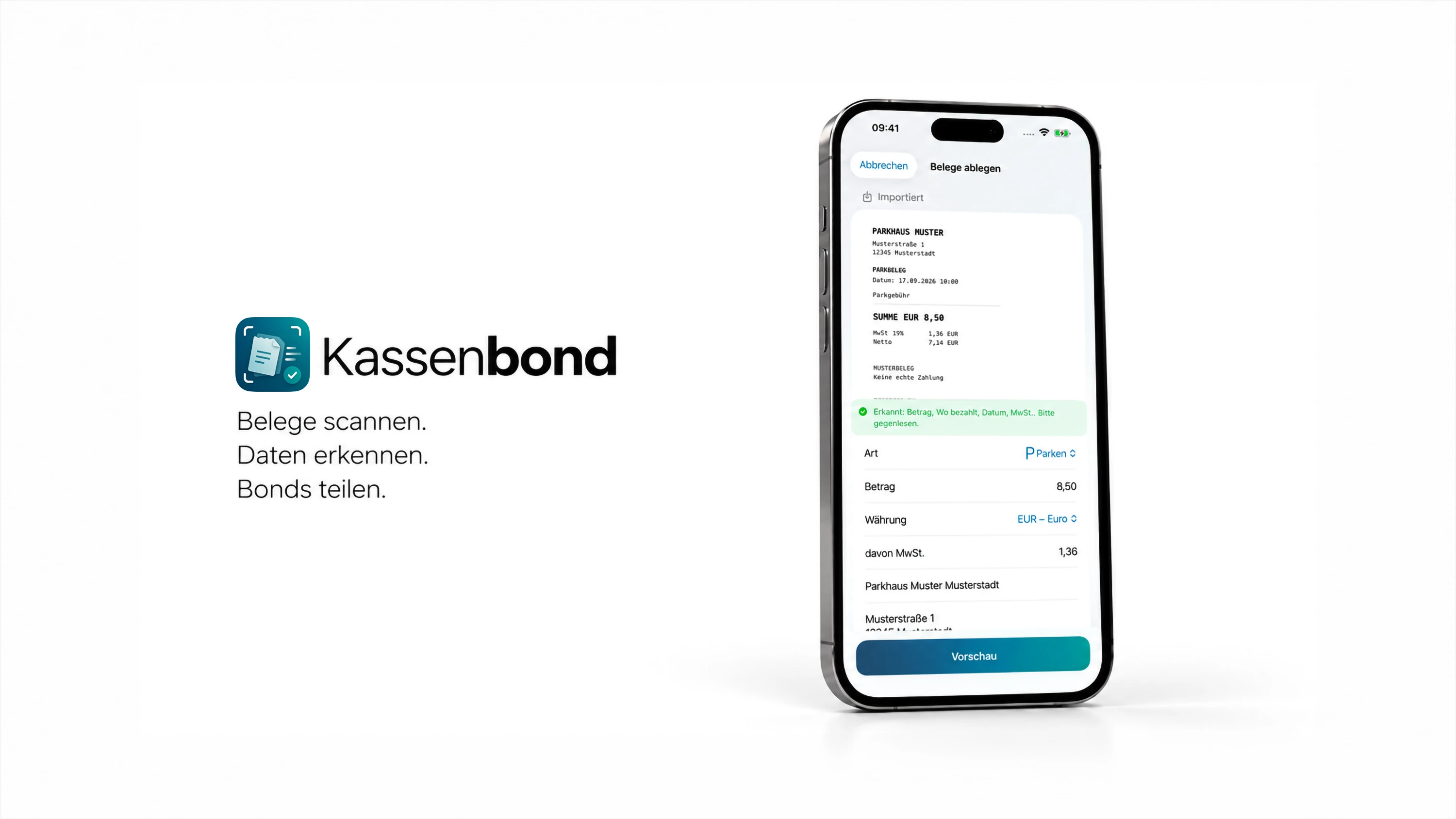 Kassenbond auf dem iPhone: Belege scannen, Daten automatisch erkennen und Bonds teilen